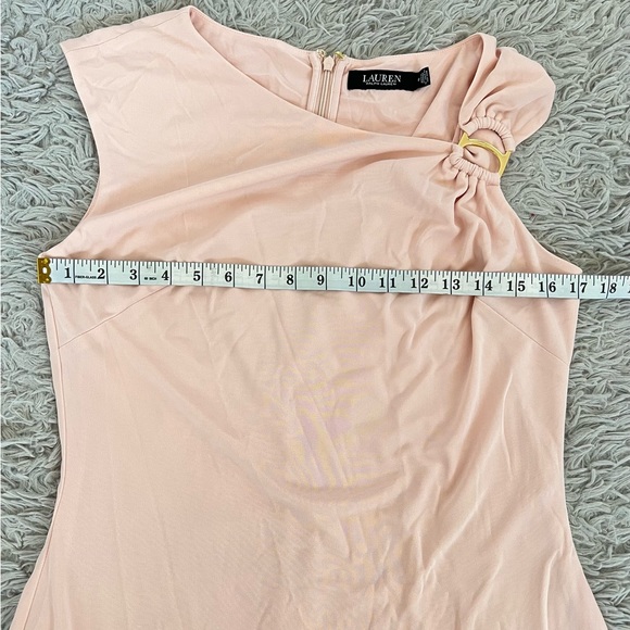 Ralph Lauren Black Label  Pink Dress with Gold Shoulder Accent Ruffled size 10 - Picture 10 of 13